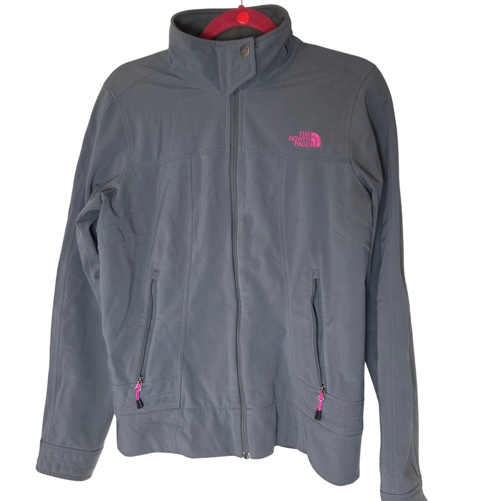 The North Face Women's Softshell Jacket Gray Pink Full Zip Outdoor Hiking
